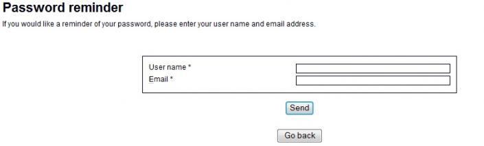 Resetting email address - type in your user name and your email address