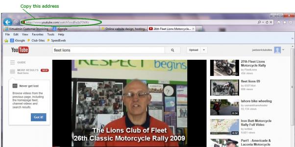 Copy the address bar when watching your video