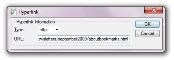 Hyplink window with address