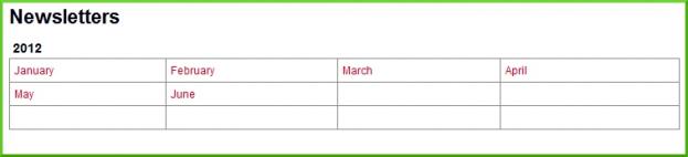 Newsletter simple table